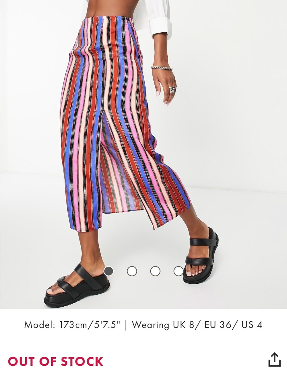 Topshop Multicolor Striped Midi Skirt